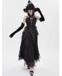 Eva Lady Black Vintage Gothic Lace Trim Ruffle Tassel Corset Top