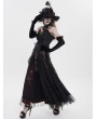 Eva Lady Black Vintage Gothic Lace Trim Ruffle Tassel Corset Top