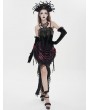 Eva Lady Black Retro Gothic Floral Beaded Tassel Velvet Corset Top