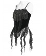 Eva Lady Black Retro Gothic Floral Beaded Tassel Velvet Corset Top