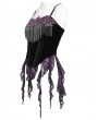 Eva Lady Black and Purple Retro Gothic Floral Beaded Tassel Velvet Corset Top