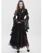 Eva Lady Black Vintage Gothic Flared Long Sleeve Frilly Shirt for Women