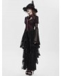 Eva Lady Black and Red Vintage Gothic Flared Long Sleeve Frilly Shirt for Women