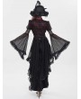 Eva Lady Black and Red Vintage Gothic Flared Long Sleeve Frilly Shirt for Women