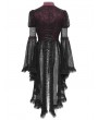 Eva Lady Black and Red Vintage Gothic Flared Long Sleeve Frilly Shirt for Women