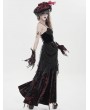 Eva Lady Black and Red Vintage Gothic Sexy Strappy Backless Velvet Long Party Dress