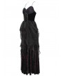 Eva Lady Black and Red Vintage Gothic Sexy Strappy Backless Velvet Long Party Dress