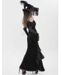 Eva Lady Black Gothic Sexy Off-the-Shoulder Velvet Slit Fishtail Dress