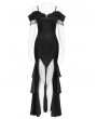 Eva Lady Black Gothic Sexy Off-the-Shoulder Velvet Slit Fishtail Dress