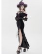 Eva Lady Black and Purple Gothic Sexy Off-the-Shoulder Velvet Slit Fishtail Dress