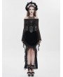 Eva Lady Black Gothic Rose Mesh Velvet High-Low Fishtail Skirt