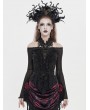 Eva Lady Black Gothic Mesh Halter Long Sleeve Peplum Top for Women