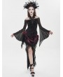 Eva Lady Black Gothic Mesh Halter Long Sleeve Peplum Top for Women