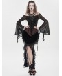 Eva Lady Black and Red Gothic Mesh Halter Long Sleeve Peplum Top for Women