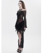 Eva Lady Black and Red Gothic Mesh Halter Long Sleeve Peplum Top for Women
