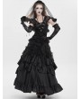 Eva Lady Black Gothic Sexy Mesh Ruched Ruffle Halter Strap Shirt for Women