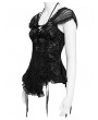 Eva Lady Black Gothic Sexy Mesh Ruched Ruffle Halter Strap Shirt for Women