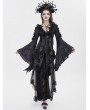 Eva Lady Black and Grey Vintage Gothic Pattern Flared Sleeve Top for Women