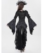 Eva Lady Black and Grey Vintage Gothic Pattern Flared Sleeve Top for Women