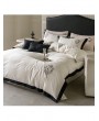 Ivory and Black Vintage Floral Embroidered Comforter Set