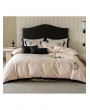 Pink and Black Vintage Floral Embroidered Comforter Set