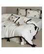 Beige Princess Style Embroidered Lace Bow Bedding Set