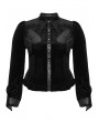 Punk Rave Black Gothic Gradient Velvet Bat Collar Long Sleeve Plus Size Shirt for Women