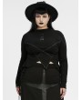 Punk Rave Black Gothic Gradient Moon Print Irregular Daily Long Sleeve Plus Size T-Shirt for Women