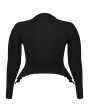 Punk Rave Black Gothic Gradient Moon Print Irregular Daily Long Sleeve Plus Size T-Shirt for Women