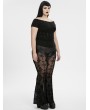 Punk Rave Black Gothic Punk Off-Shoulder Knitted Plus Size T-Shirt for Women
