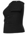 Punk Rave Black Gothic Punk Off-Shoulder Knitted Plus Size T-Shirt for Women