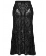 Punk Rave Black Gothic Gorgeous Pattern Flocked Mesh Plus Size Maxi Skirt