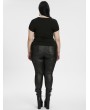 Punk Rave Black Gothic V-Neck Lace Applique Short Sleeve Plus Size T-Shirt for Women