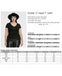 Punk Rave Black Gothic V-Neck Lace Applique Short Sleeve Plus Size T-Shirt for Women