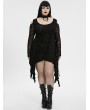 Punk Rave Black Gothic Long Bat Mesh Sleeve Cold Shoulder Plus Size Dress