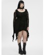 Punk Rave Black Gothic Long Bat Mesh Sleeve Cold Shoulder Plus Size Dress