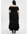 Punk Rave Black Gothic Sexy Flocking Mesh Lace Trim Plus Size Short Top for Women
