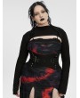 Punk Rave Black Gothic Punk Minimalist Long Sleeve Plus Size T-Shirt for Women