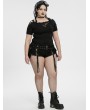Punk Rave Black Gothic Punk Sexy Hollow-out Short Sleeve Plus Size T-Shirt for Women