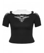 Punk Rave Black Gothic Punk Sexy Hollow-out Short Sleeve Plus Size T-Shirt for Women