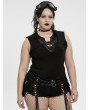 Punk Rave Black Gothic Cyberpunk Sleeveless Plus Size T-Shirt for Women