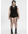 Punk Rave Black Gothic Cyberpunk Sleeveless Plus Size T-Shirt for Women