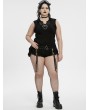 Punk Rave Black Gothic Cyberpunk Sleeveless Plus Size T-Shirt for Women