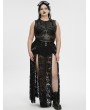 Punk Rave Black Gothic Punk Mesh Perspective Fitted Sleeveless Plus Size Top for Women