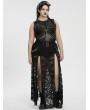 Punk Rave Black Gothic Punk Mesh Perspective Fitted Sleeveless Plus Size Top for Women