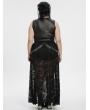 Punk Rave Black Gothic Punk Mesh Perspective Fitted Sleeveless Plus Size Top for Women