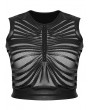 Punk Rave Black Gothic Punk Mesh Perspective Fitted Sleeveless Plus Size Top for Women