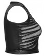Punk Rave Black Gothic Punk Mesh Perspective Fitted Sleeveless Plus Size Top for Women