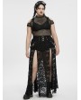 Punk Rave Black Gothic Punk Tie-Dyed Mesh Short Sleeve Plus Size T-Shirt for Women