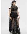 Punk Rave Black Gothic Punk Tie-Dyed Mesh Short Sleeve Plus Size T-Shirt for Women